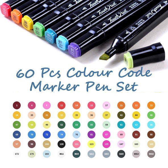 TOUCHSHI Touch Bút màu Marker  Cool họa cụ tô màu dạ vẽ tranh anime Bộ 24/48/60 PCS