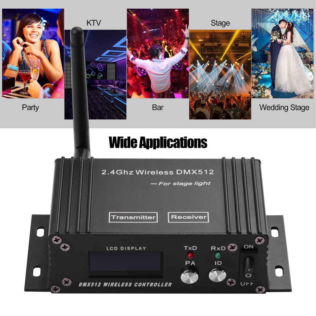 Bộ Điều Khiển Đèn yn73DMX512 Không Dây 2.4G ISM 126 CH LCD Cho Sân Khấu DJ Disco Có Ăng Ten Màu Đen