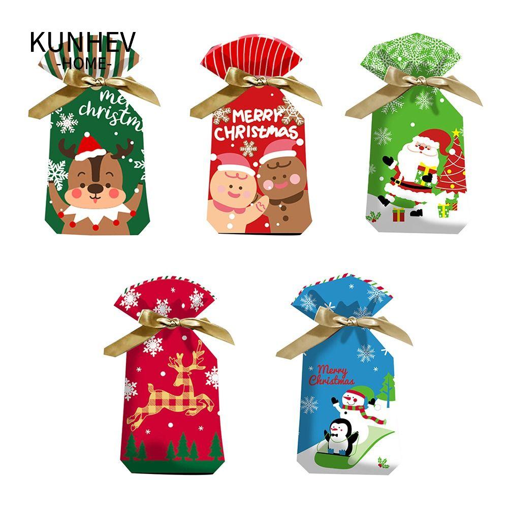 KUNHEV Set 50 Túi Nhựa Đựng Kẹo Giáng Sinh