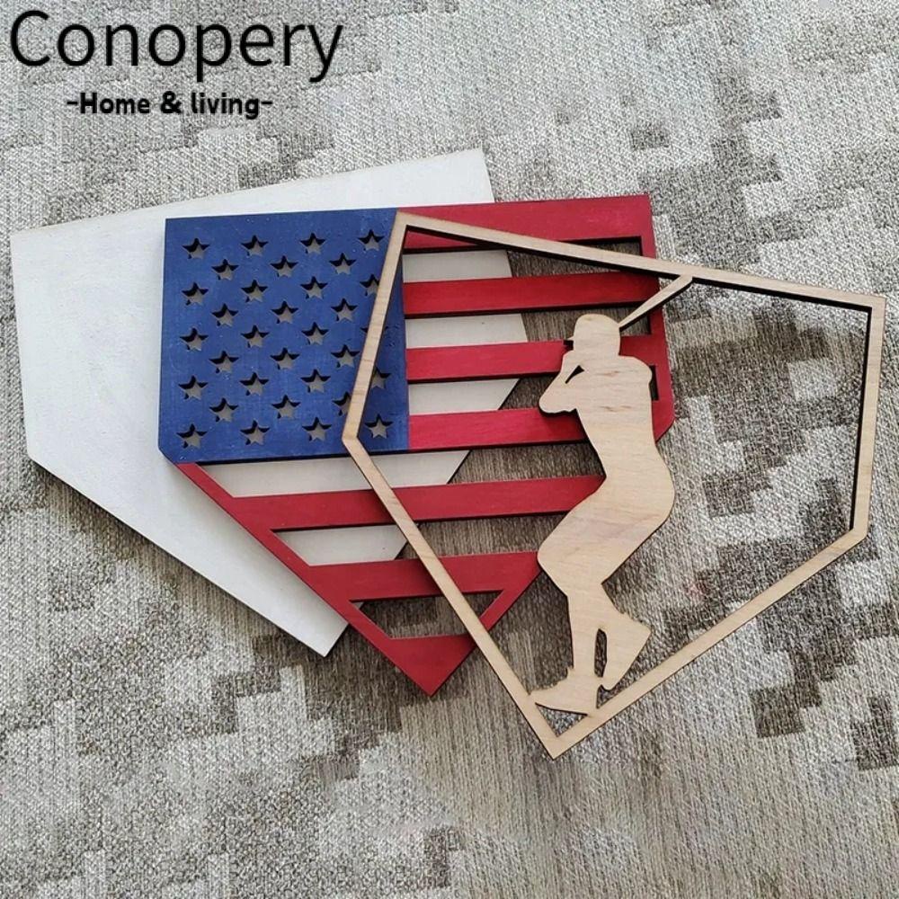 CONOPERY  Bảng Gỗ Đánh Dấu Ngày Độc Lập Trang Trí Tự Động Hình Ngôi Sao Bóng Chày