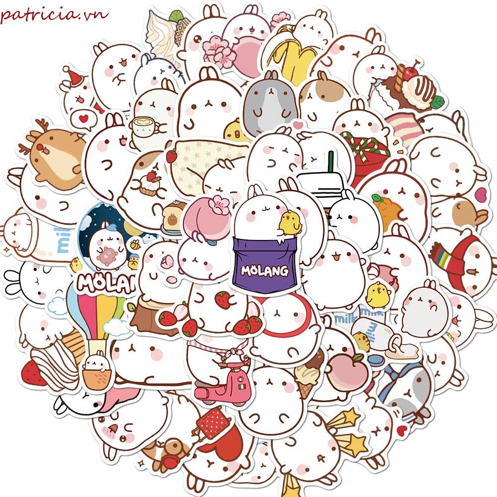 Set 50 Miếng Dán Trang Trí Sổ Tay Hình Thỏ Chống Thấm Nước