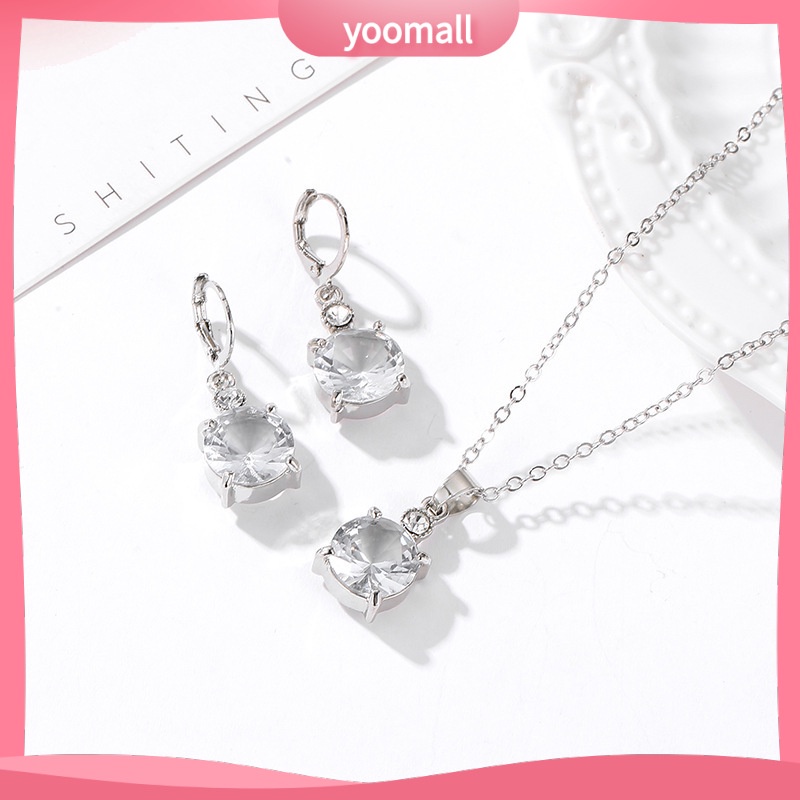 Bộ Vòng cổ + Bông Tai Bằng Hợp Kim Đính Pha Lê