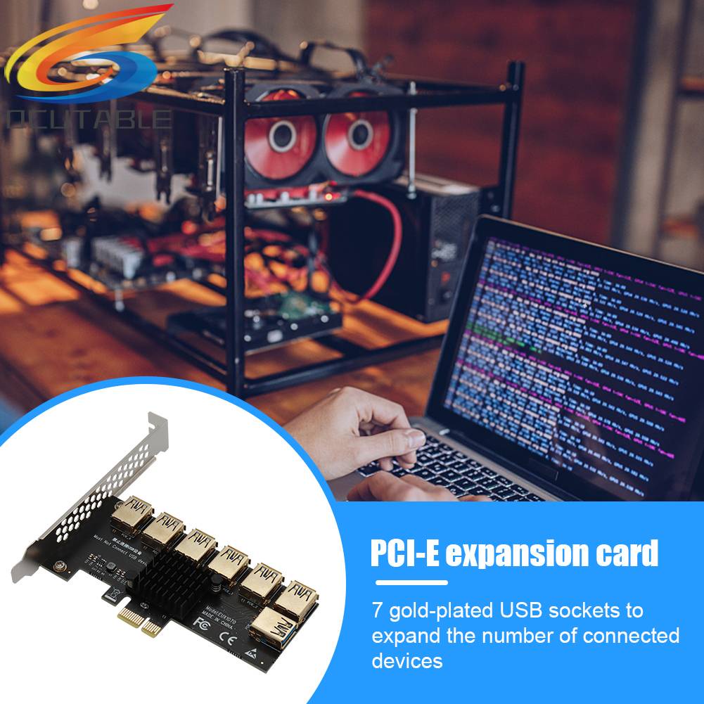 Card Mở Rộng PCI-E 1x 1 Sang 7 Kèm Cáp USB 3.0