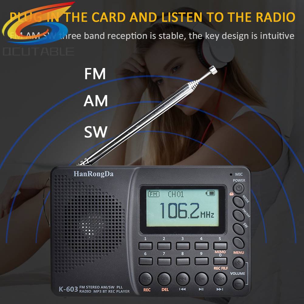 Radio AM FM SW Kỹ Thuật Số Cổng Sạc USB Hỗ Trợ Thẻ TF