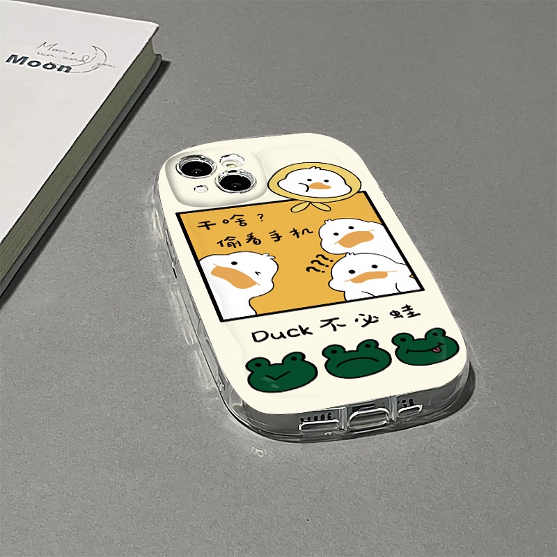 Ốp Điện Thoại Silicone Trong Suốt Chống Sốc In Hình Vịt Cho IPhone 14 13 12 11 Pro Max Casing 7 + 8 Plus XS X XR