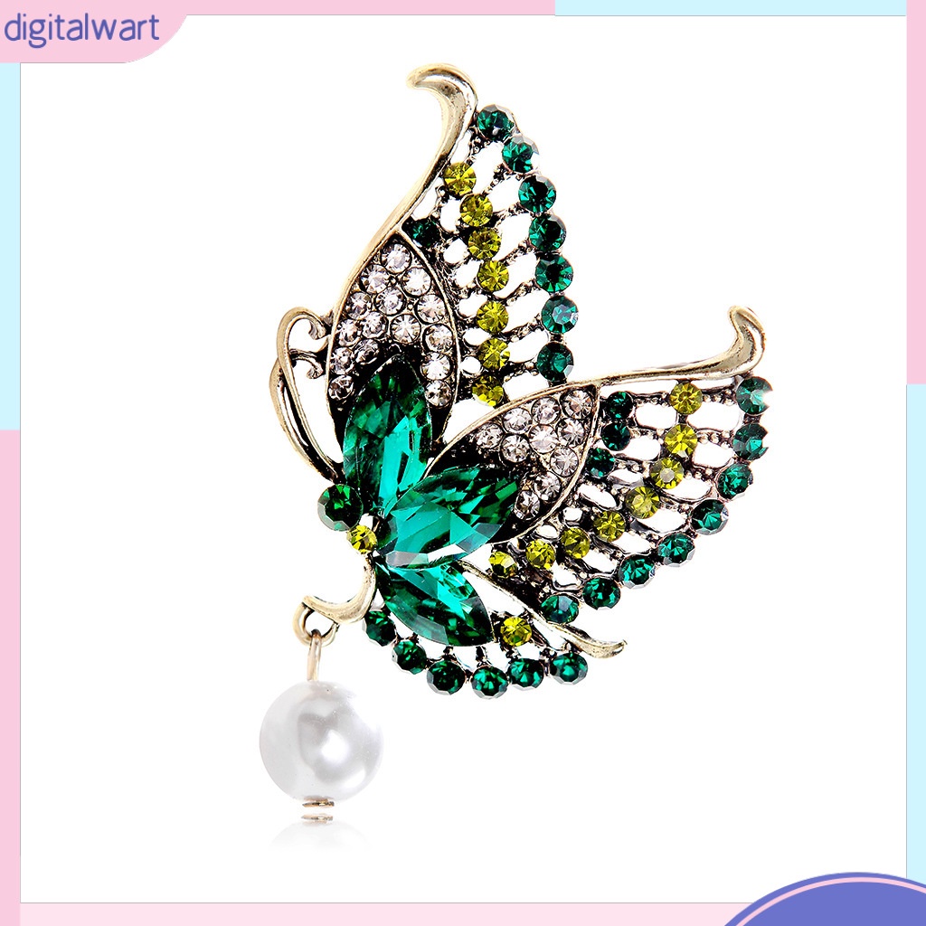 Ghim Cài Áo Kim Loại Hình Bướm Đính Ngọc Trai Nhân Tạo Thời Trang