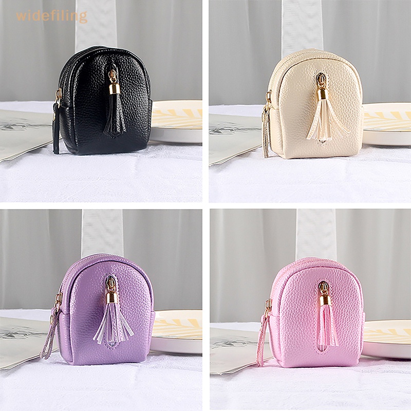 Ví Da PU Mini Màu Trơn Có Khóa Kéo Dùng Đựng Tiền Xu Dành Cho Nữ