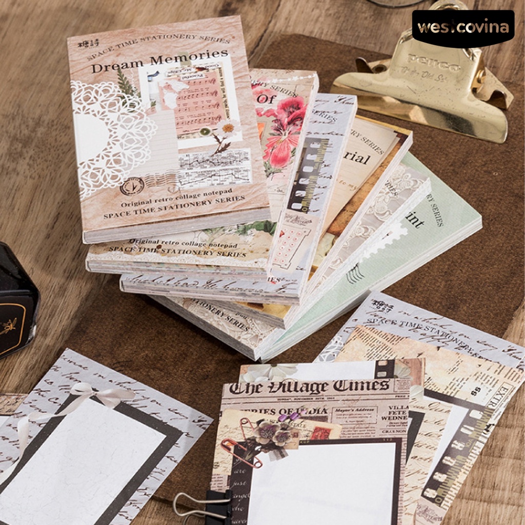 [WSTN] [WSTN]✎Bộ 60 Tấm Giấy Ghi Chú Chống Rách Phong Cách Vintage