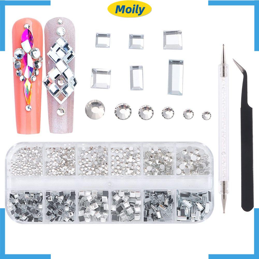 MOILYVN Hộp 12 Kích Cỡ Trang Trí Móng Tay Nghệ Thuật