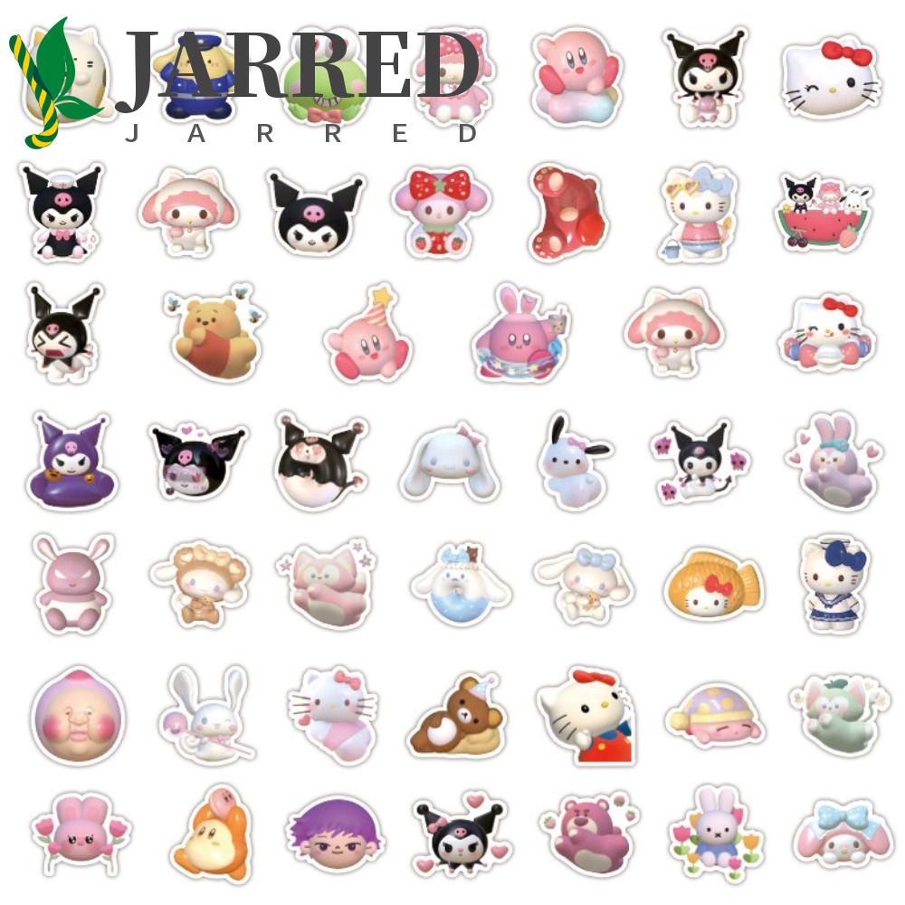 JARRED Bộ 60 Miếng Dán 3D Họa Tiết Hoạt Hình Trang Trí Sổ Tay / Nhật Ký / Điện