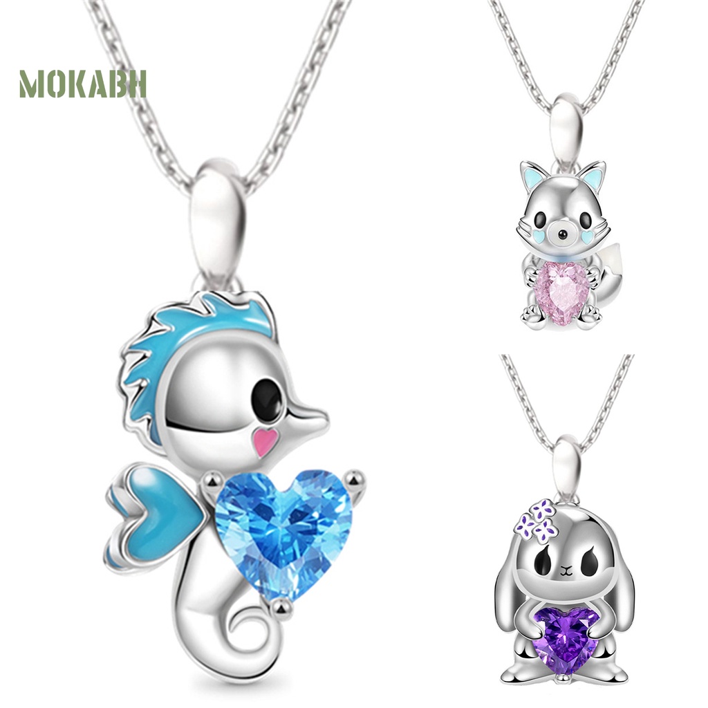 Vòng cổ Họa Tiết Cá Ngựa / Thỏ / Cáo Hoạt Hình Đính Đá Thời Trang Cho Nữ