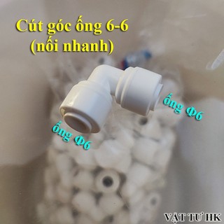 Cút góc 6-6 nối nhanh, cút vỏ cốc màng RO nối nhanh máy lọc nước, valve hàng Tốt
