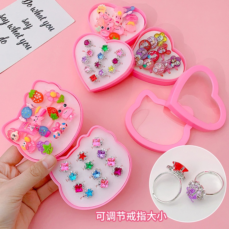 Hộp Quà Tặng Nhẫn Đính Kim Cương Giả Hình Công Chúa Nhỏ Dễ Thương Cho Bé Gái