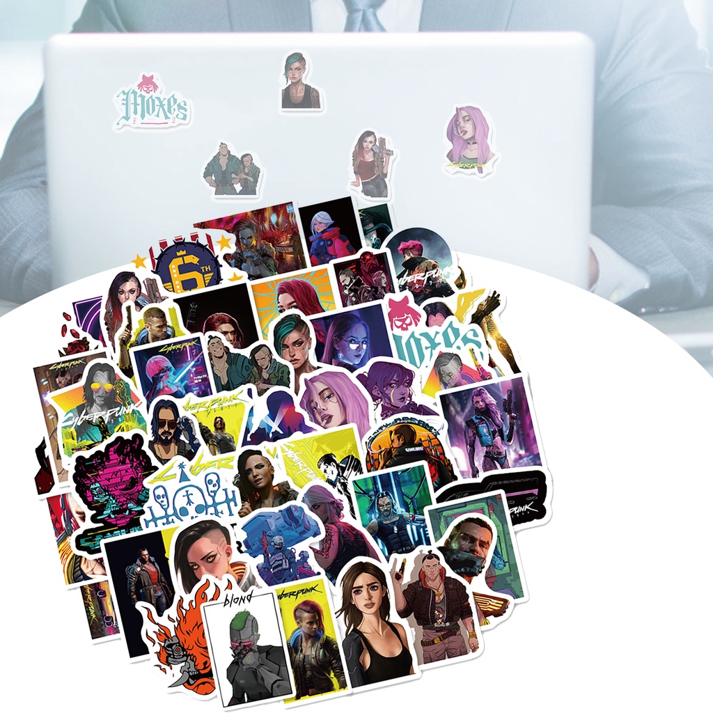 Set 50 Miếng Dán PVC Họa Tiết Hoạt Hình Graffiti Trang Trí Ván Trượt