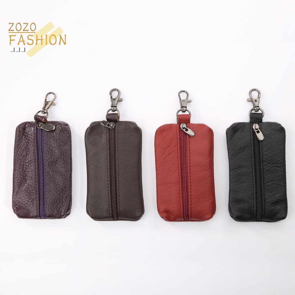 Ốp Chìa Khóa Dạng Ví Da Thật Có Dây Kéo Dành Cho Nam Nữ