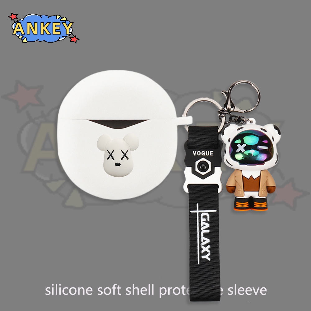 For SoundPEATS Air 4 / Air 3 Deluxe / Capsule 3 Pro Earphone Silicone Case Blue Kaws Earbuds Protective Headphone Cover Headset Skin with Pendant