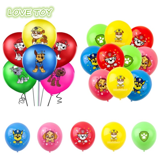 Set 10 Bong Bóng 12 inch Hình Chú Chó Hoạt Hình Dùng Để Trang Trí Tiệc Sinh Nhật Cho Bé