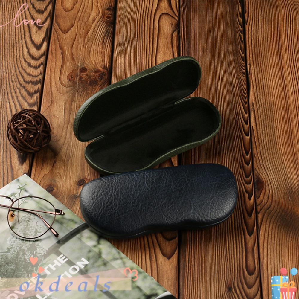 OKDEALS Hộp Đựng Kính Chất Liệu Da Phong Cách Retro Cho Nam