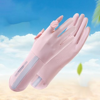 Găng Tay Chống Nắng Bằng Lụa Lạnh Mỏng Chống Trượt Hai Lớp Cho Nữ