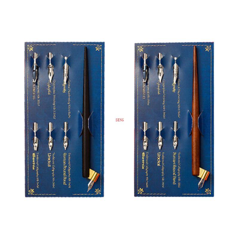 Bộ Giá Đỡ Bút Chấm Kèm 6 Ngòi Thay Thế DIY Bằng Gỗ Dành Cho Người Mới Bắt Đầu