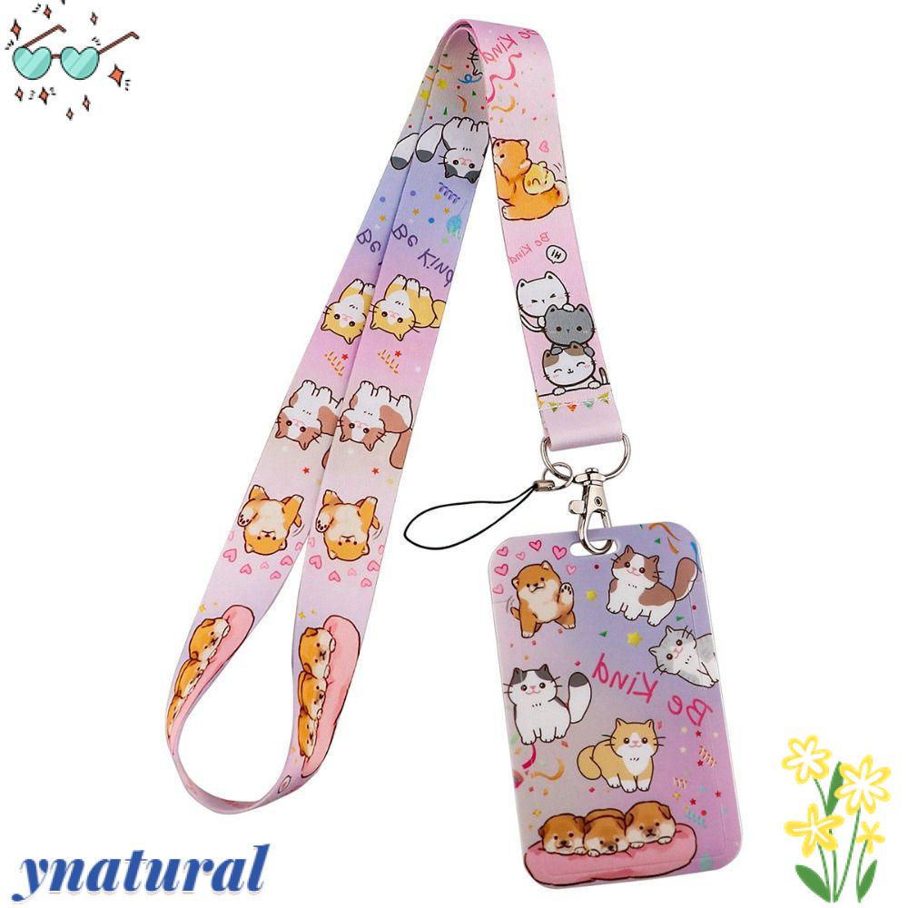 Dây Đeo Thẻ ID Họa Tiết Mèo Hoạt Hình Màu Xanh Lá Dễ Thương Cho Học Sinh