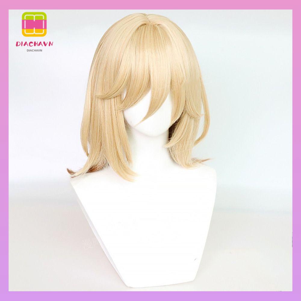 Tóc Giả Và Kẹp Tóc Giả Bằng Vải Lanh Màu Vàng Dùng Hóa Trang Genshin Kaveh