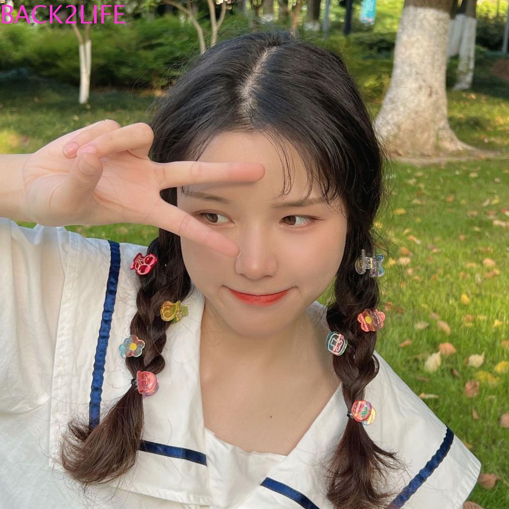 BACK2LIFE Kẹp Tóc Càng Cua Bằng Resin Họa Tiết Hình Học Phong Cách Hàn Quốc Thời Trang Cho Bé