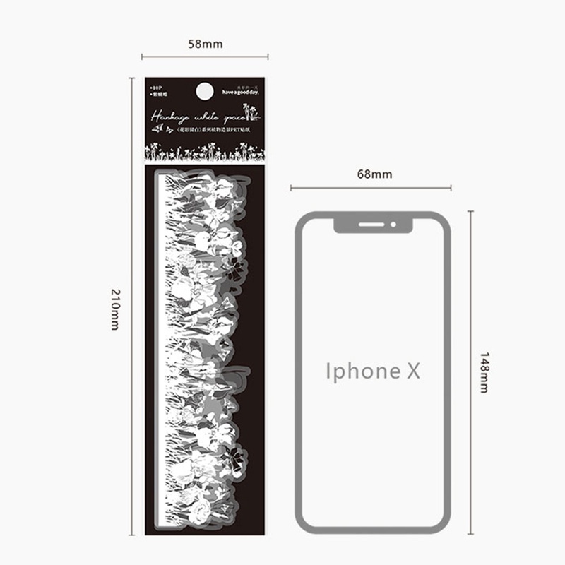 10 Tờ Ren Đen Trắng Dán Hoa Bóng Chất Liệu Trang Trí Giấy Đáy DIY Sổ Lưu Niệm Hình Chữ Nhật Văn Phòng Phẩm 210 * 58MM