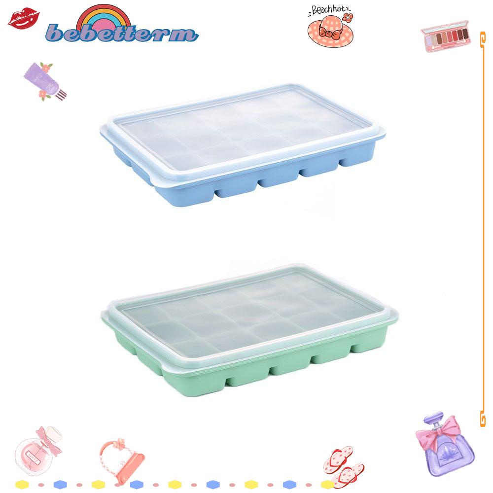 Bộ 2 Khay Làm Đá Hình Vuông Bằng Silicone Màu Xanh Dương Khuôn Làm Bánh Đông Lạnh Chuyên Dụng Chất Lượng Cao