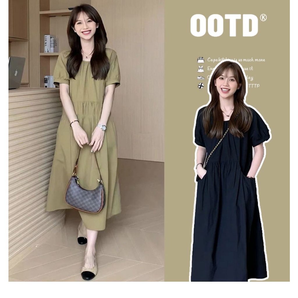 YHTN đầm bầu Thời trang dễ thương xinh váy bầu dài bigsize áo bầu xinh