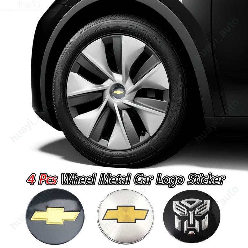 Bộ 4 Miếng Dán Trục Bánh Xe Hơi Chevrolet 56mm Bằng Nhôm Trang Trí Cho Onix Aveo Captiva Track Cavalier S10 Pickup Spin Cruze