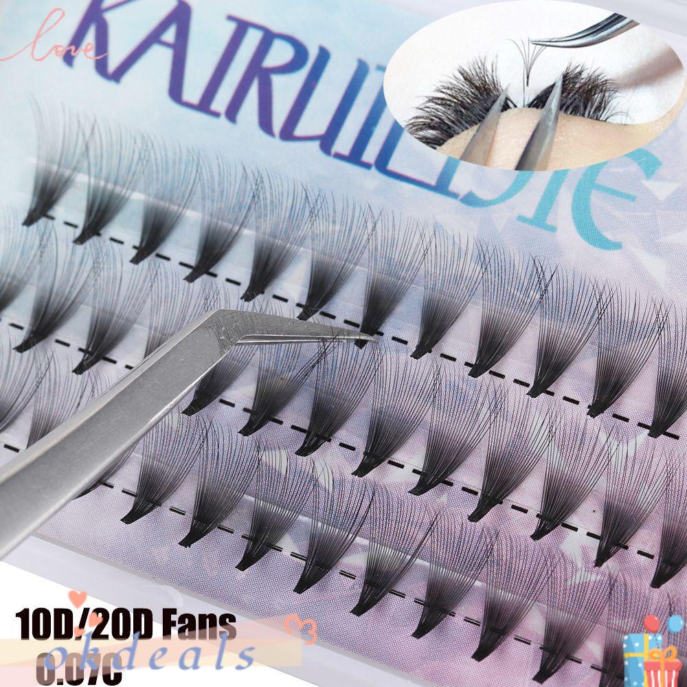 OKDEALS Hộp 60 Cụm Lông Mi Giả Dày 0.07 Cong Chữ C