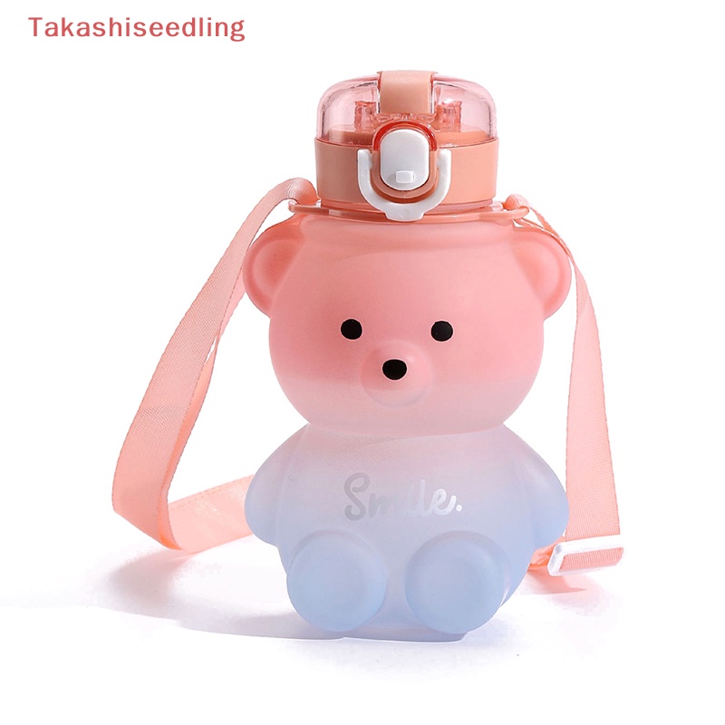 Bình Nước Thể Thao Cỡ Lớn Kèm Ống Hút Họa Tiết Gấu Dễ Thương