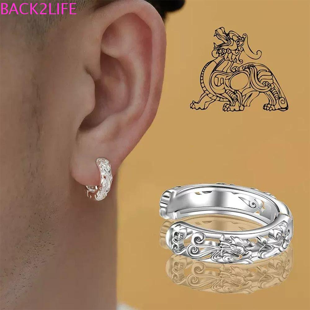 BACK2LIFE Khuyên Tai Dạng Kẹp Mạ Bạc Phong Cách Đường Phố Hàn Quốc Cá Tính Dành Cho Nữ