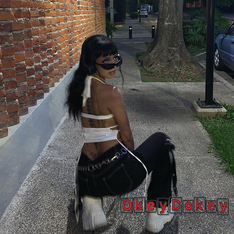 Áo Tank Top Cổ Yếm Không Tay Màu Trơn Thời Trang Mùa Hè ODokey-Y2K Cho Nữ