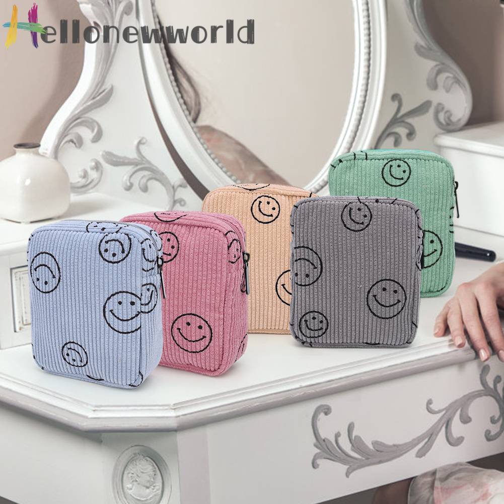 Túi Đựng Mỹ Phẩm Đa Năng Hình Mặt Cười Có Khóa Kéo Tiện Dụng Mang Theo Du Lịch