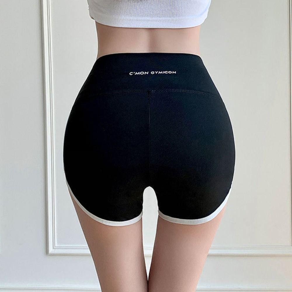 Quần Short Tập Yoga Vải Lụa Lạnh Không Đường May Màu Tương Phản Thời Trang Mùa Hè Cho Nữ