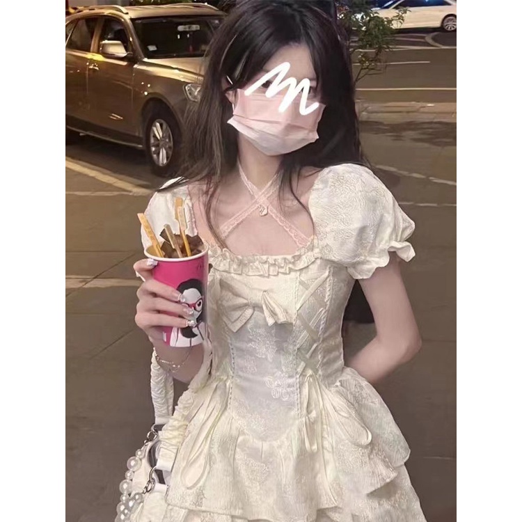 Đầm Công Chúa Ôm Eo Đính Nơ Phong Cách Mùa Hè Nhật Bản Thiết Kế Mới Cho Nữ