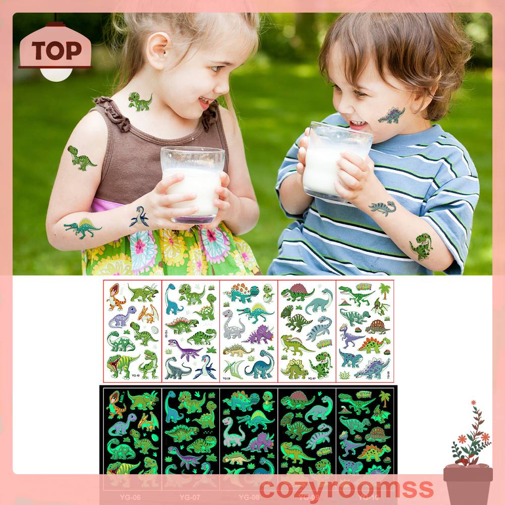 Hình Xăm Dán Họa Tiết Động Vật 3D Dạ Quang Chống Nước Nhiều Màu Sắc Dễ Thương Dành Cho Bé Trai Và Bé Gái