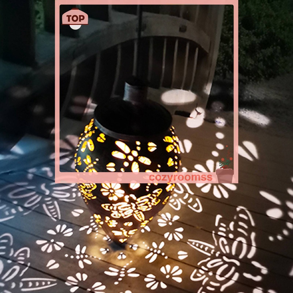 Lồng Đèn Treo Trang Trí Sân Vườn Bằng Sắt Sử Dụng Năng Lượng Mặt Trời Chống Thấm Nước