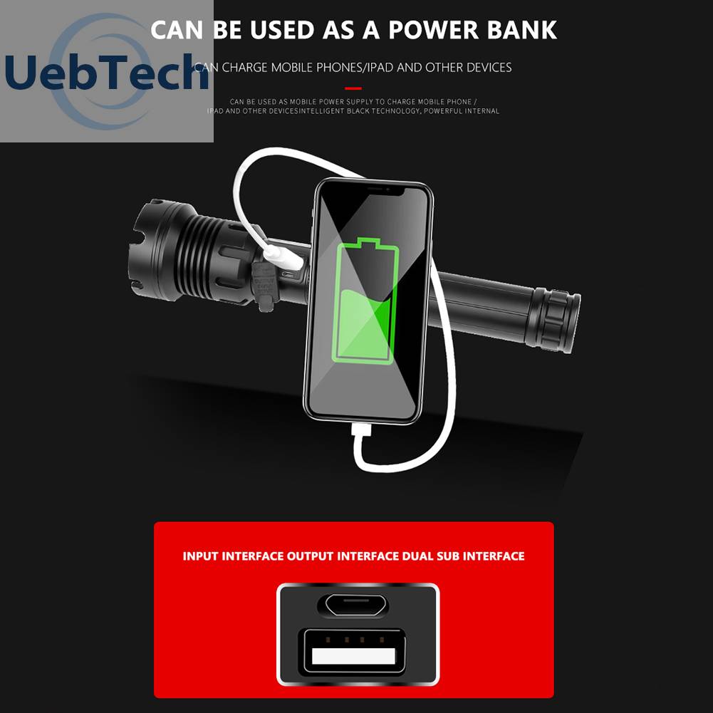 Đèn Pin XHP90 / XHP160 2500LM / 2800LM COB LED Có Thể Sạc Lại Bằng Cổng USB Tiện Dụng