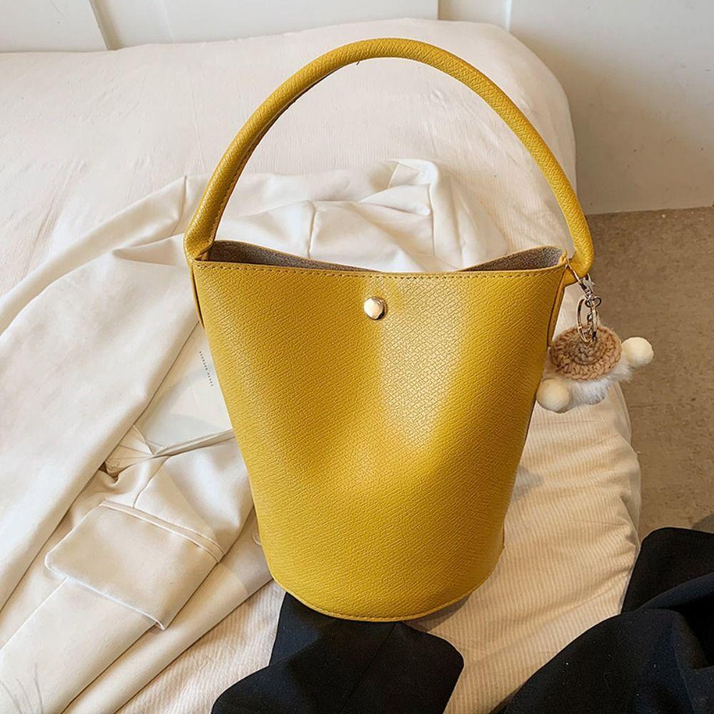 MIQUEL Túi Xách Da Hình Tròn Cỡ Lớn Phối Lông Mềm Mại Thời Trang Cho Nữ