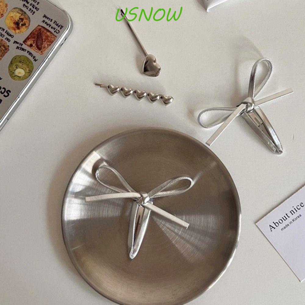 Kẹp Tóc Nơ Y2k Bằng Hợp Kim Bạc Ngọt Ngào Cho Nữ