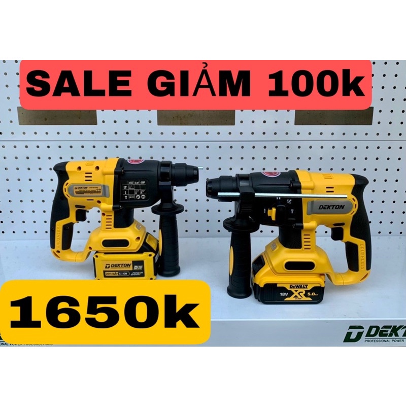 Máy Khoan Bê Tông 3 Chức Dùng Pin Dekton D20-RH2603  Motor Brushless . Chân Pin DEWALT /Tặng Sạc giá tốt