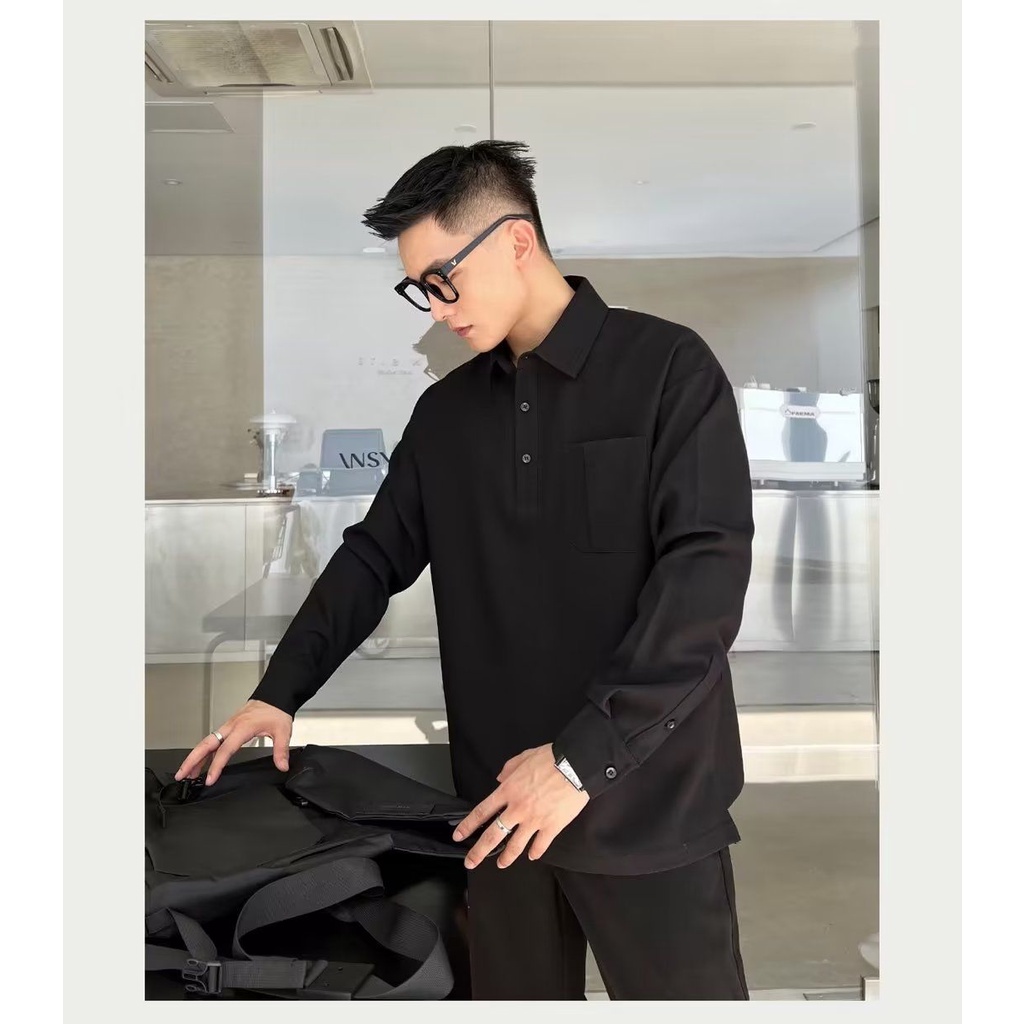 Áo Sơ Mi Nam Dài Tay Dáng Rộng Phong Cách Doanh Nhân Cá Tính