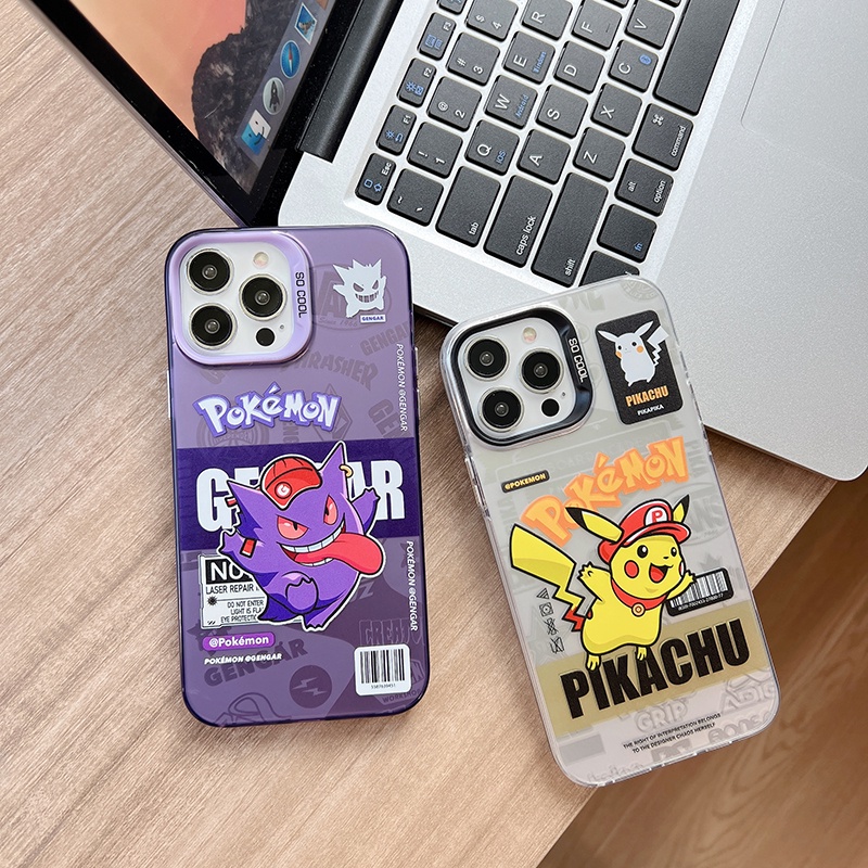 Ốp Điện Thoại Hai Mặt Màu Bạc In Hình Pikachu Thời Trang Cho iPhone 11 14 12 13 Pro Max