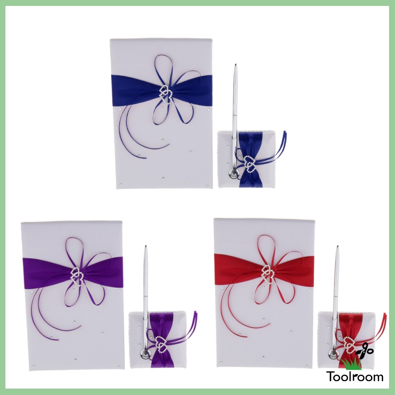 Bộ 3 Giá Đỡ Bút Và Sách Bằng Pha Lê Satin Trang Trí Tiệc Cưới