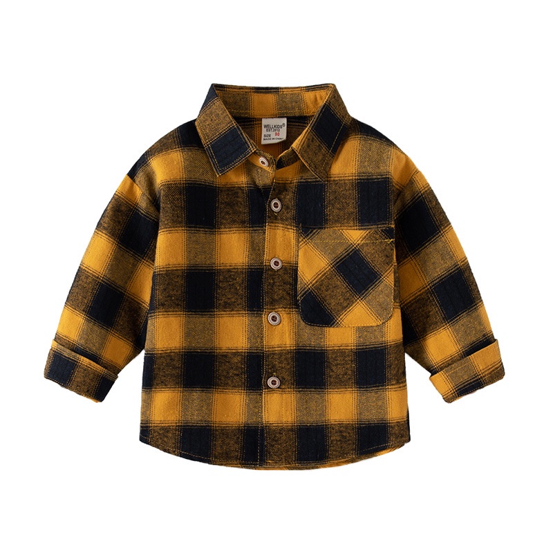 Áo Sơ Mi Cotton Tay Dài Cổ Bẻ Sọc Caro Thời Trang Mùa Xuân Cho Bé Trai 1-6 Tuổi