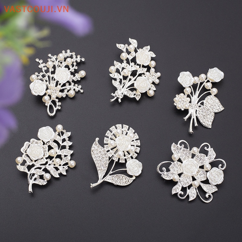 Ghim Cài Áo Hình Hoa Đính Đá Ngọc Trai Chống Ánh Sáng Thời Trang Cho Nữ