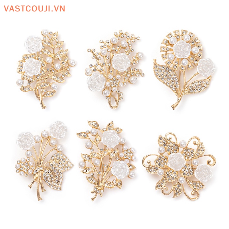 Ghim Cài Áo Hình Hoa Đính Đá Ngọc Trai Chống Ánh Sáng Thời Trang Cho Nữ
